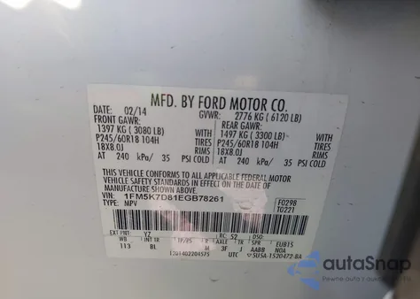 2014 Ford Explorer Xlt z USA, uszkodzony, nr VIN 1FM5K7D81EGB78261